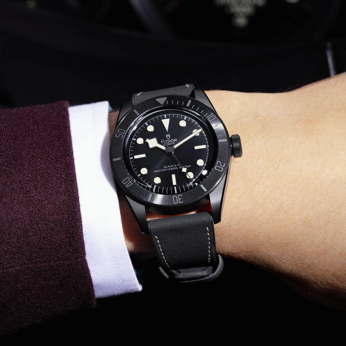 Tudor Black Bay Ceramic, 41mm, Ceramic and Black-PVD-treated 316L Stainless Steel, Ref# M79210CNU-0001, Watch on hand