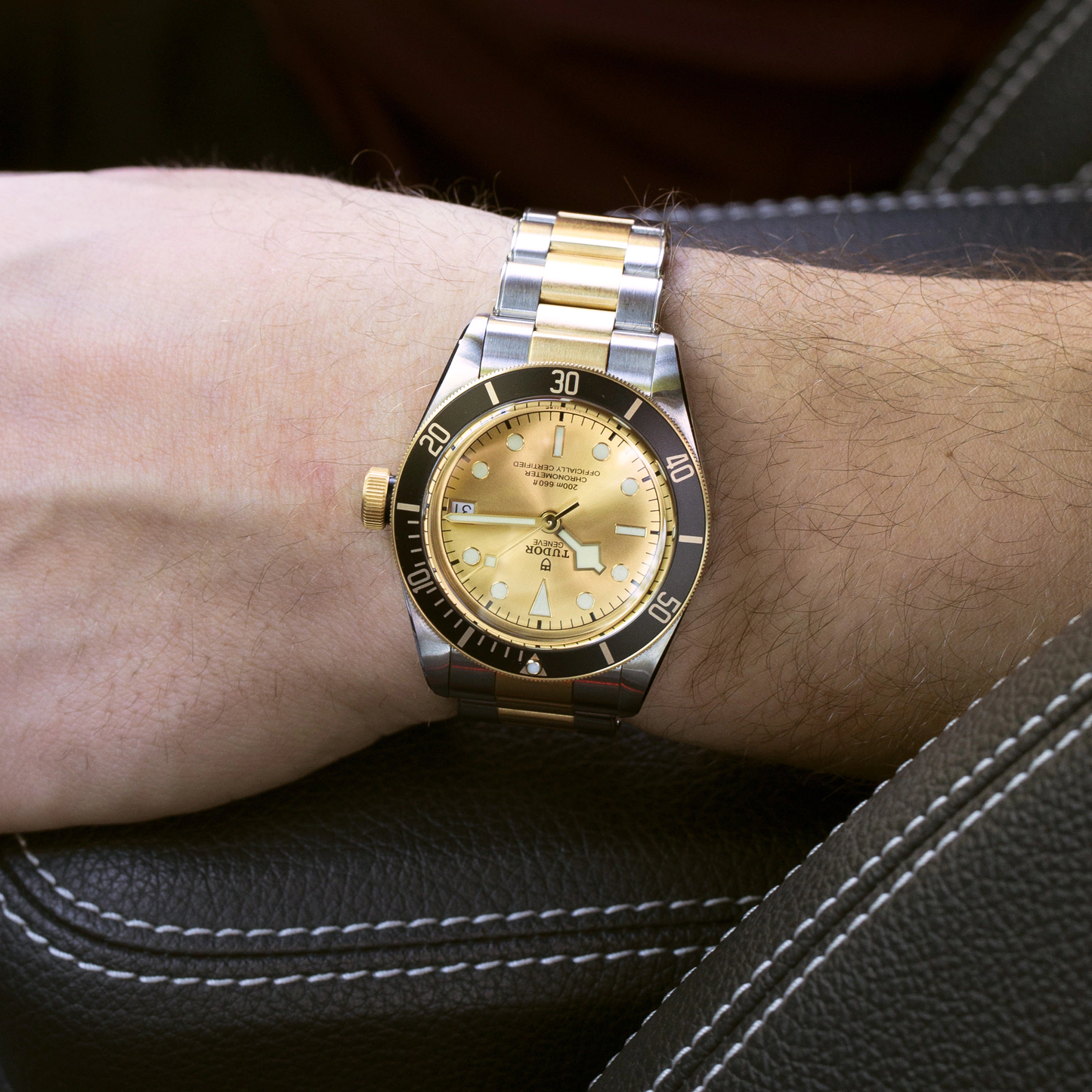 Tudor Black Bay S&G, 41mm, Stainless Steel and 18k Yellow Gold, Ref# M79733N-0004, Watch on hand