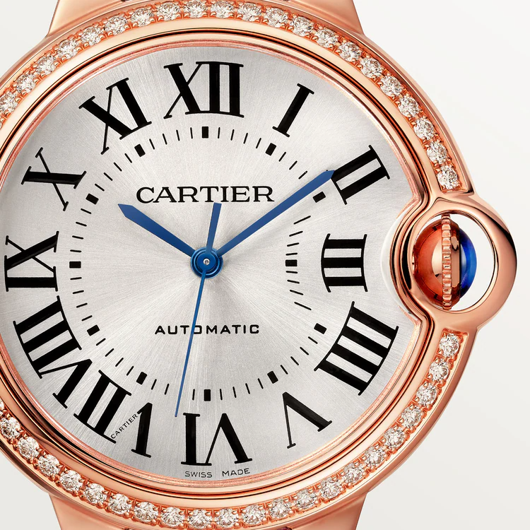 Unworn Cartier Ballon Bleu de Cartier, 18k Rose Gold with Diamond-set, 36mm, Ref# WJBB0034, Dial