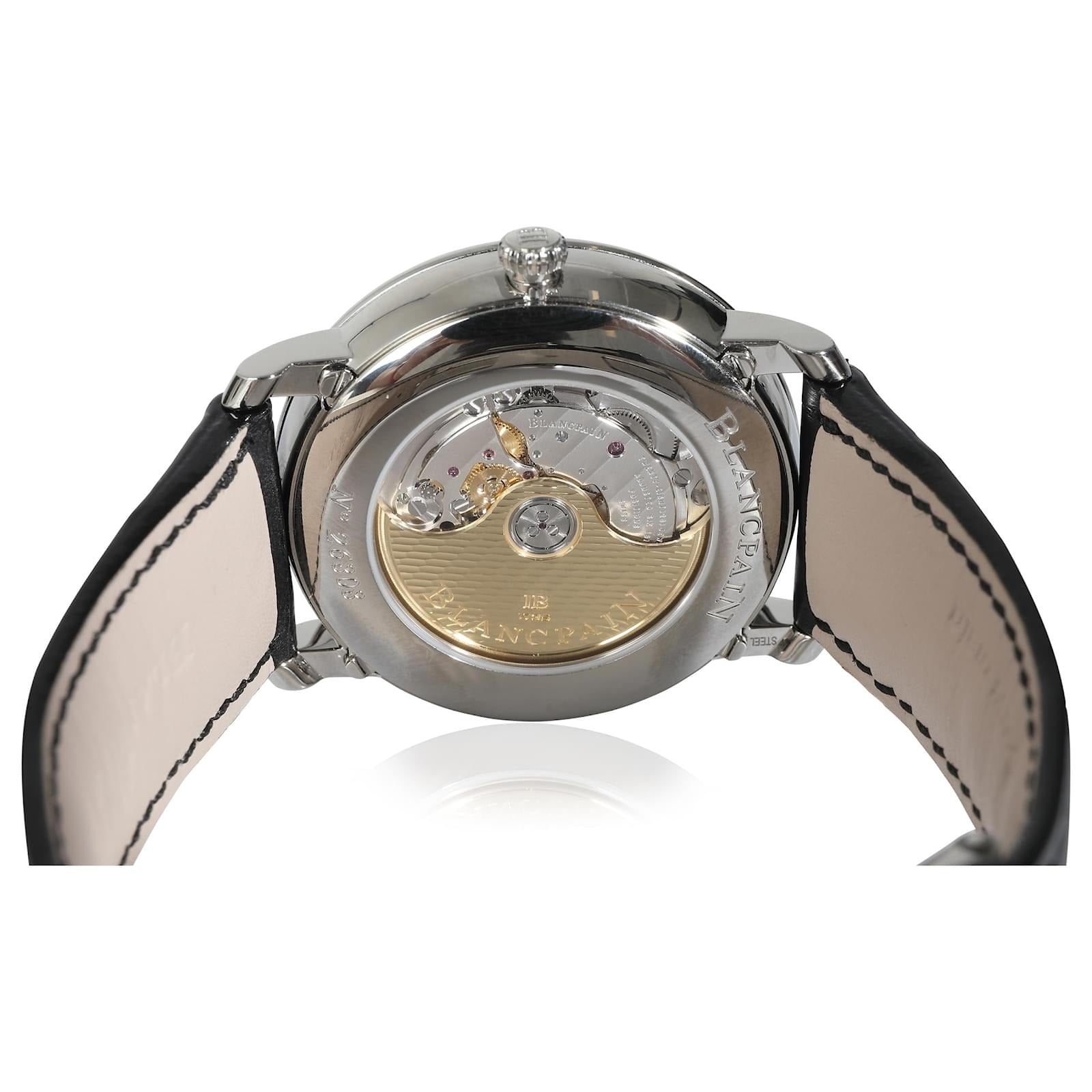 Unworn Blancpain Villeret SS Ultra Slim Moonphase and Complete Calender, Stainless Steel, 40 mm, Ref# 6654-1127-55B, back