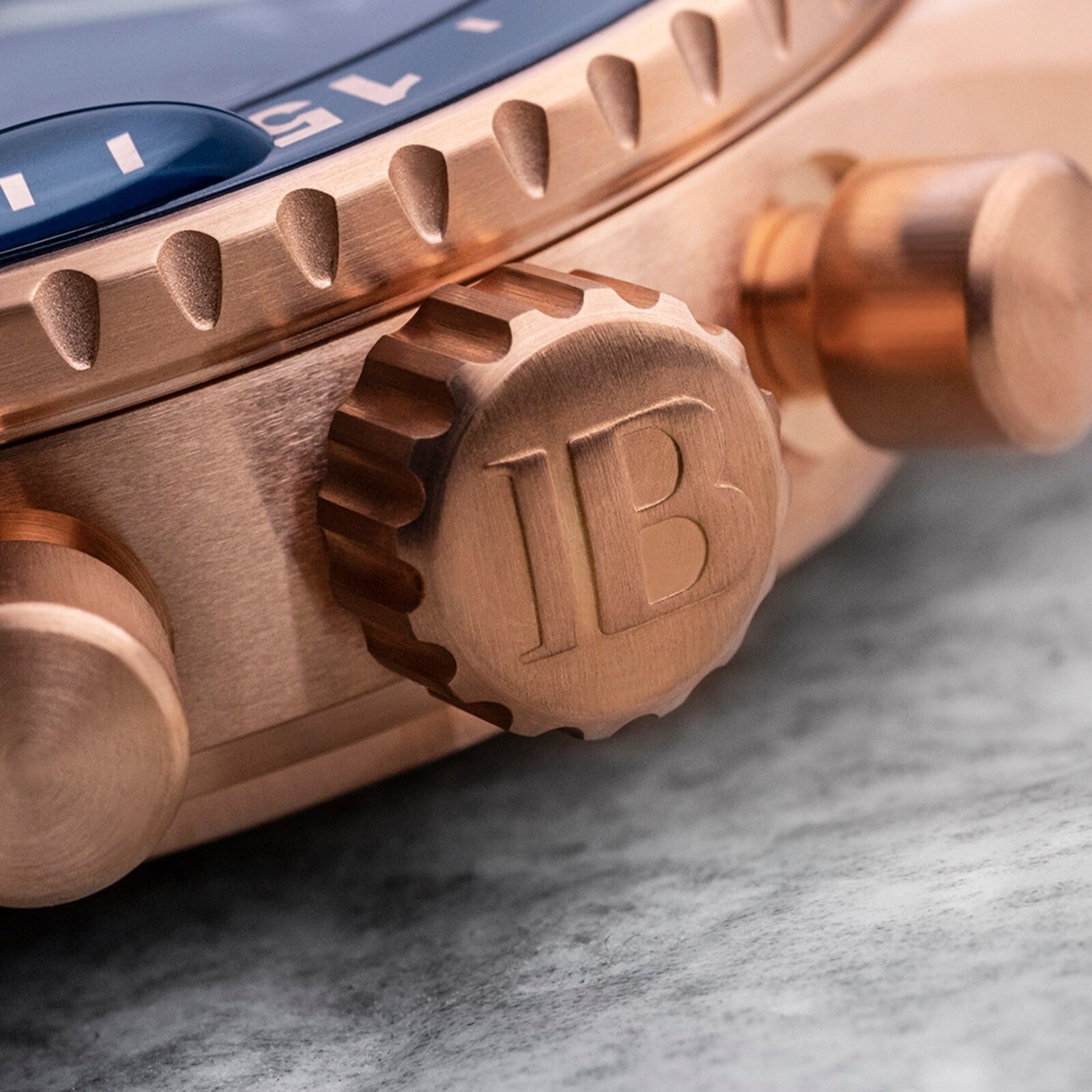 Unworn Blancpain Fifty Fathoms Bathyscaphe Chronographe Flyback, 18k Red Gold, 43mm, Ref# 5200-3640-O52A, Crown