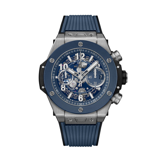 Hublot Big Bang Unico Titanium Blue Ceramic Ref# 421.NL.5170.RX. box and papers