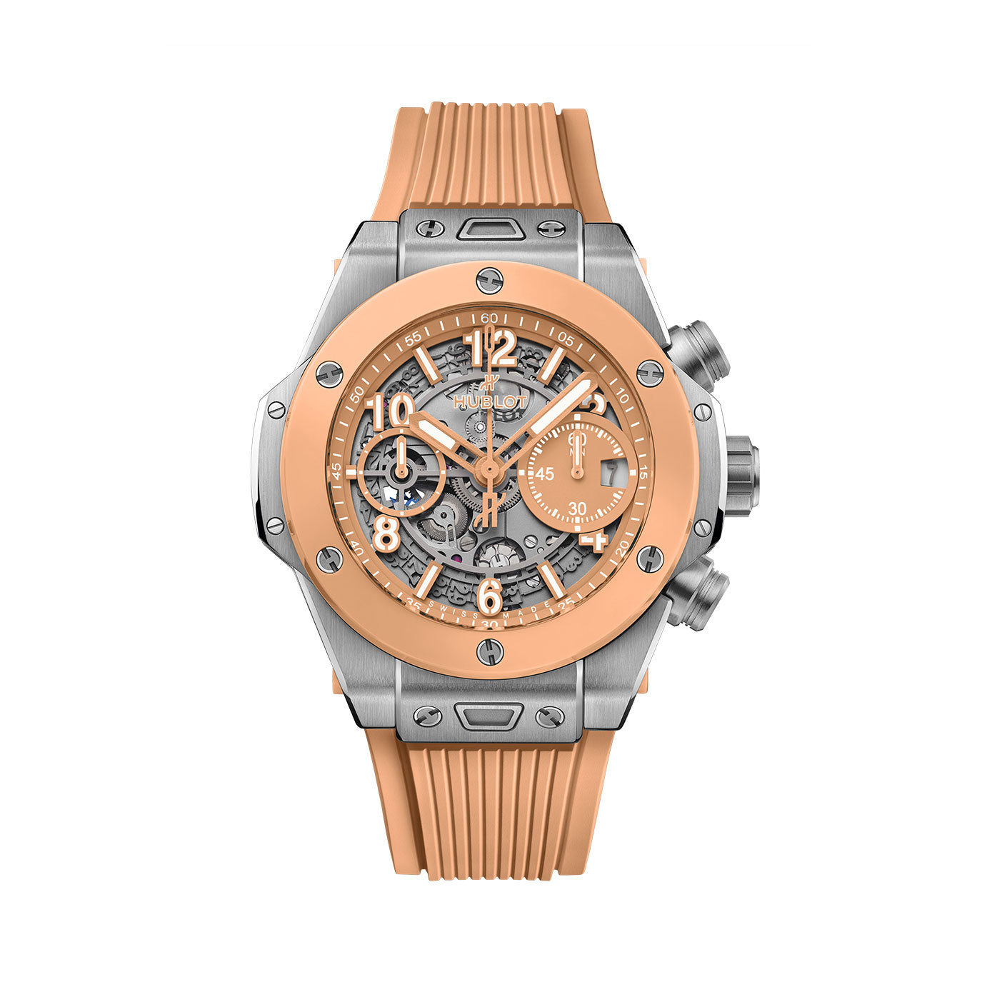 Unworn Hublot Big Bang Titanium Peach Ceramic, Ref# 441.NCU.5920.RX, box and papers.