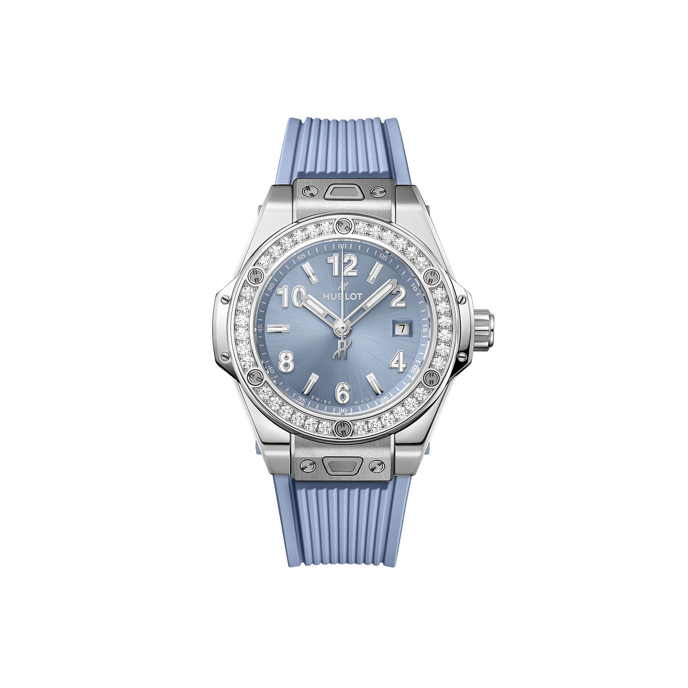 Unworn, Hublot Big Bang One Click Steel Coal Blue Diamonds, Ref# 485.SX.717B.RX.1204, box and papers.