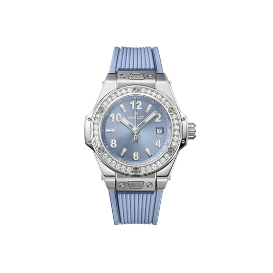 Unworn, Hublot Big Bang One Click Steel Coal Blue Diamonds, Ref# 485.SX.717B.RX.1204, box and papers.