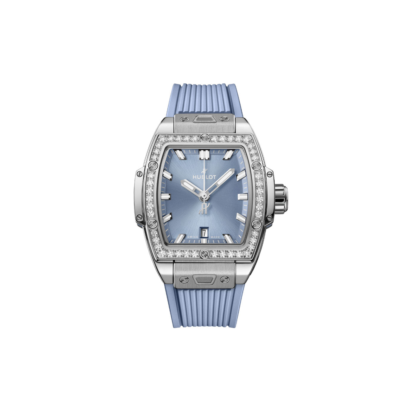 Unworn, Hublot Spirit of Big Bang Steel Coal Blue Diamonds, Ref# 682.SX.717B.RX.1204, box and papers.