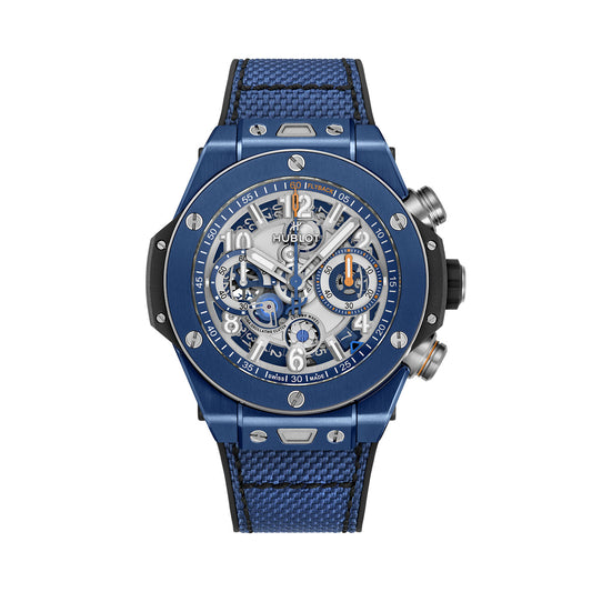 Unworn Hublot Big Bang Reloaded Blue Ceramic, Ref# 421.EX.5129.NR.RLD, box and papers.