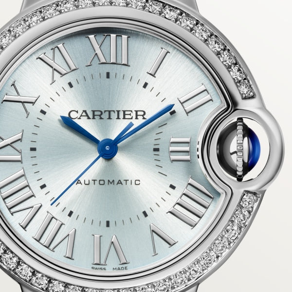 Unworn Cartier Ballon Bleu de Cartier, Stainless Steel and Diamonds, 33mm, Ref# W4BB0028, Dial
