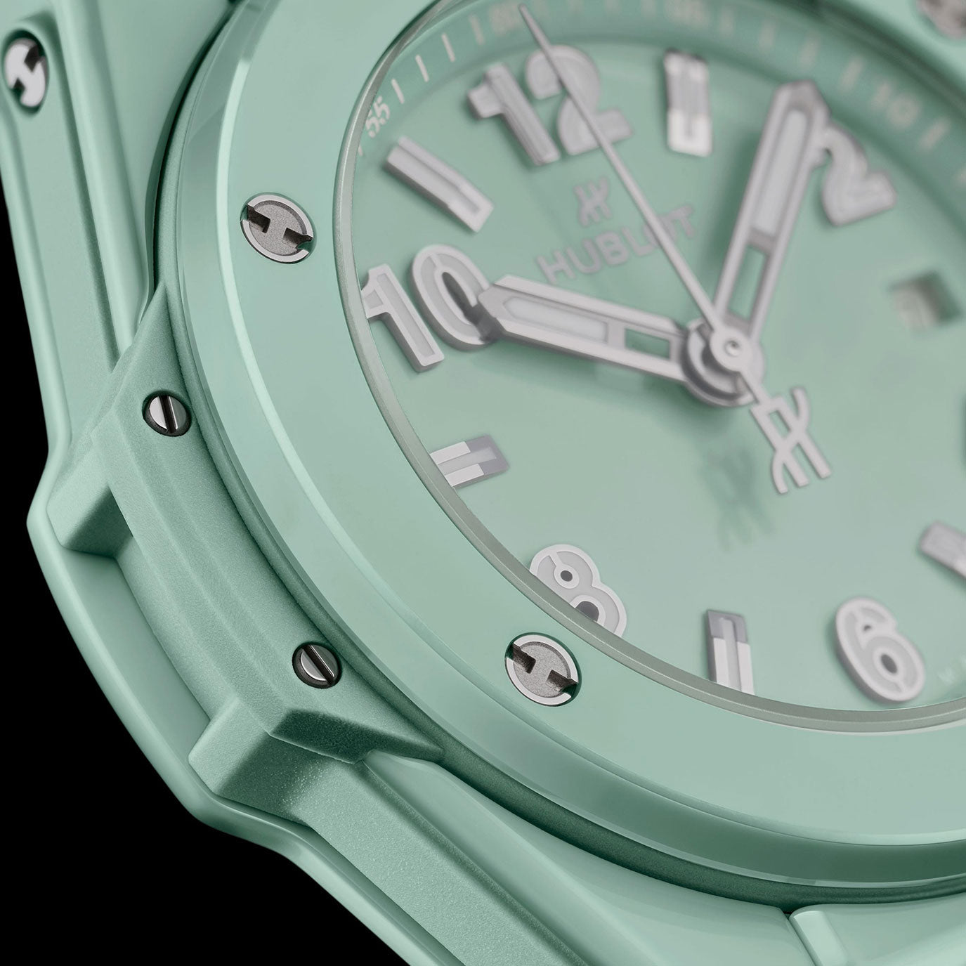 Unworn Hublot Big Bang Mint Green Ceramic, Ref# 485.GS.5271.RX, box and papers.