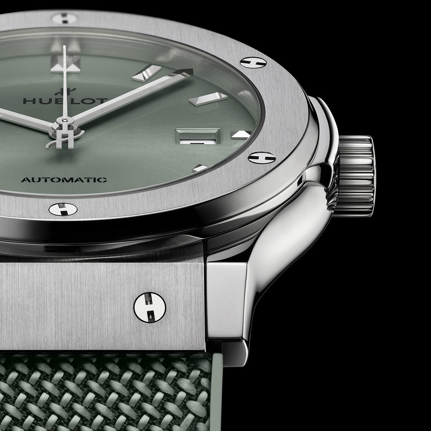 Unworn, Hublot Classic Fusion Titanium Sage Green, Ref# 542.NX.891G.NR, box and papers.