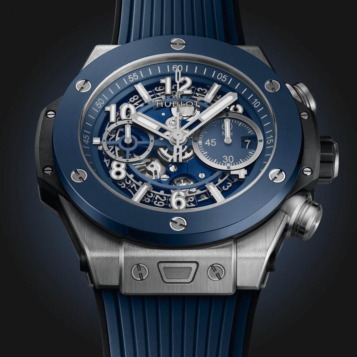 Hublot Big Bang Unico Titanium Blue Ceramic Ref# 421.NL.5170.RX. box and papers