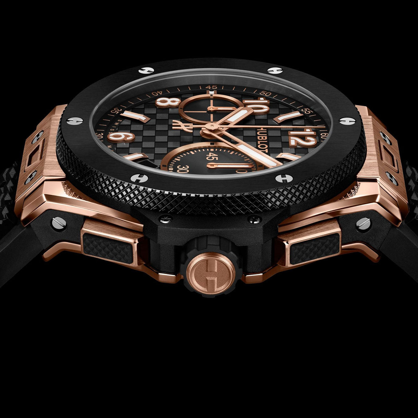 Unworn, Hublot Big Bang Original Unico King Gold Ceramic, Ref# 431.OM.1380.RX, box and papers.