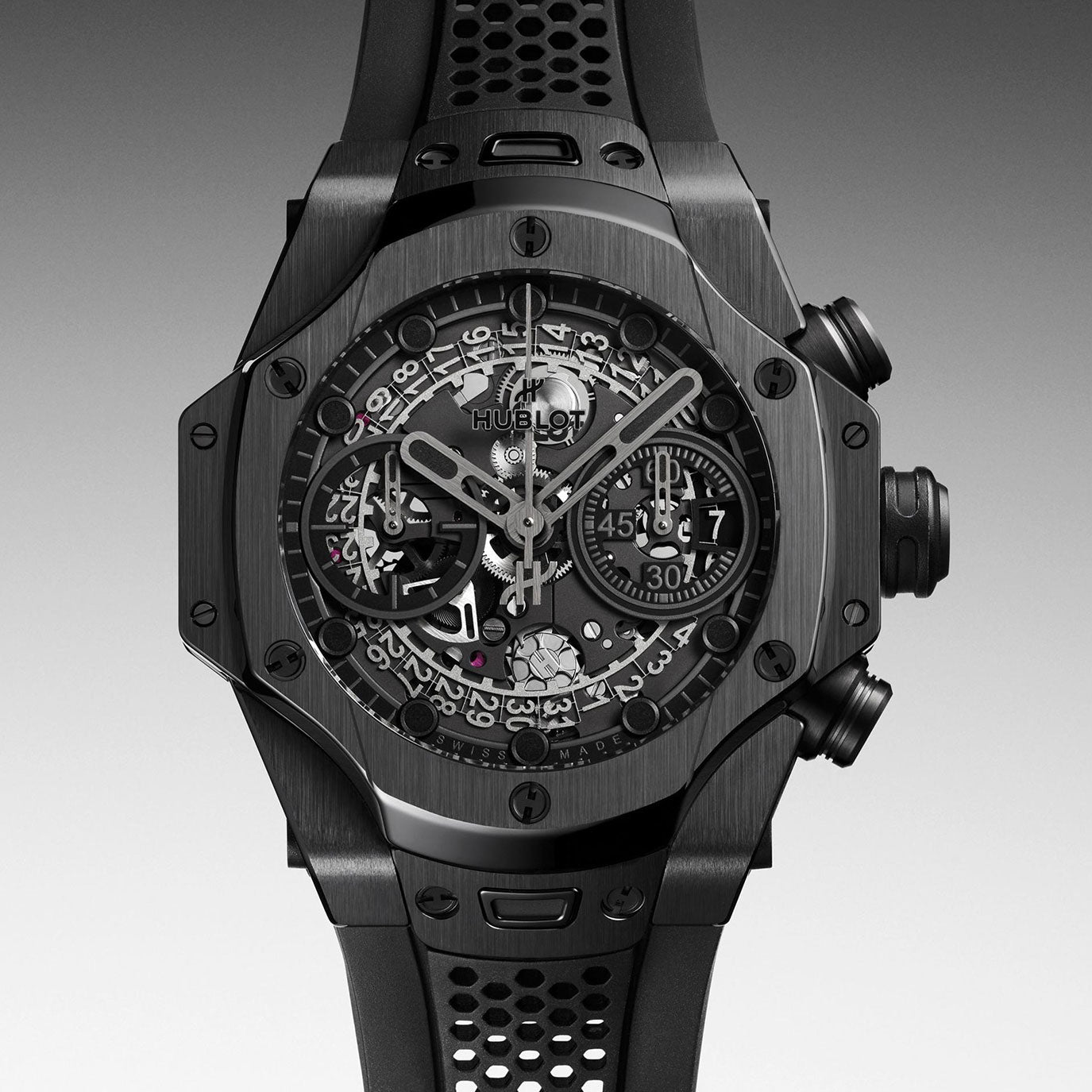Unworn, Hublot Big Bang Unico SR_A by Samuel Ross All Black, Ref# 441.CX.1140.RX.SRA26, box and papers.
