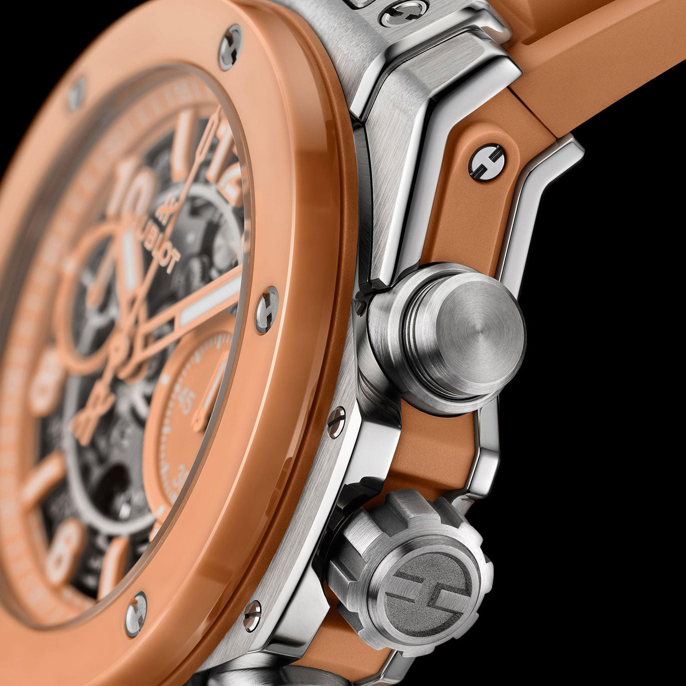 Unworn Hublot Big Bang Titanium Peach Ceramic, Ref# 441.NCU.5920.RX, box and papers.
