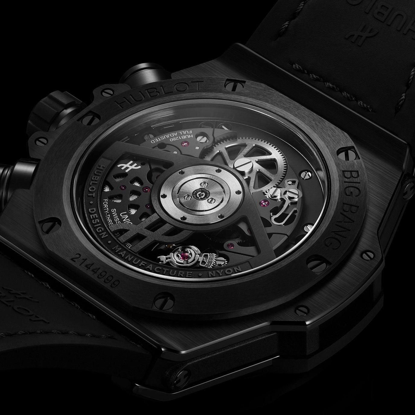 Unworn Hublot Big Bang Reloaded All Black, Ref# 421.CX.1140.NR.RLD, box and papers.