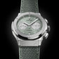 Unworn, Hublot Classic Fusion Chronograph Titanium Sage Green, Ref# 521.NX.891G.NR, box and papers.