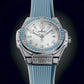Unworn Hublot Big Bang One Click Joyful Steel Sky Blue 33, 485.SL.2210.RX.1207, box and papers