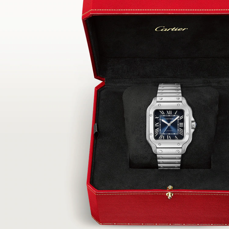 Unworn Cartier Santos de Cartier, Stainless Steel, 35.1mm, Ref# WSSA0063, watch in box