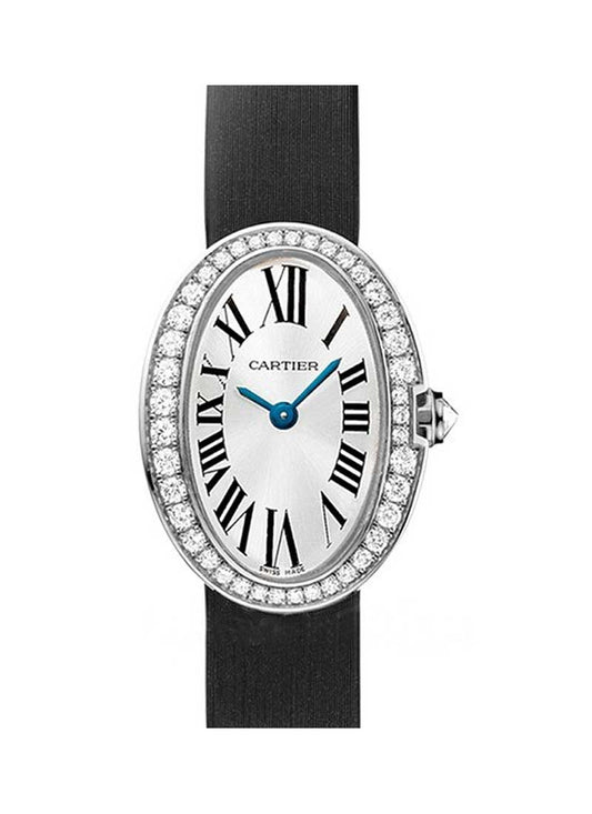 Unworn Cartier Baignoire Mini, 18k White Gold set with Diamonds, 25.30mm x 20.79mm, Ref# WB520027