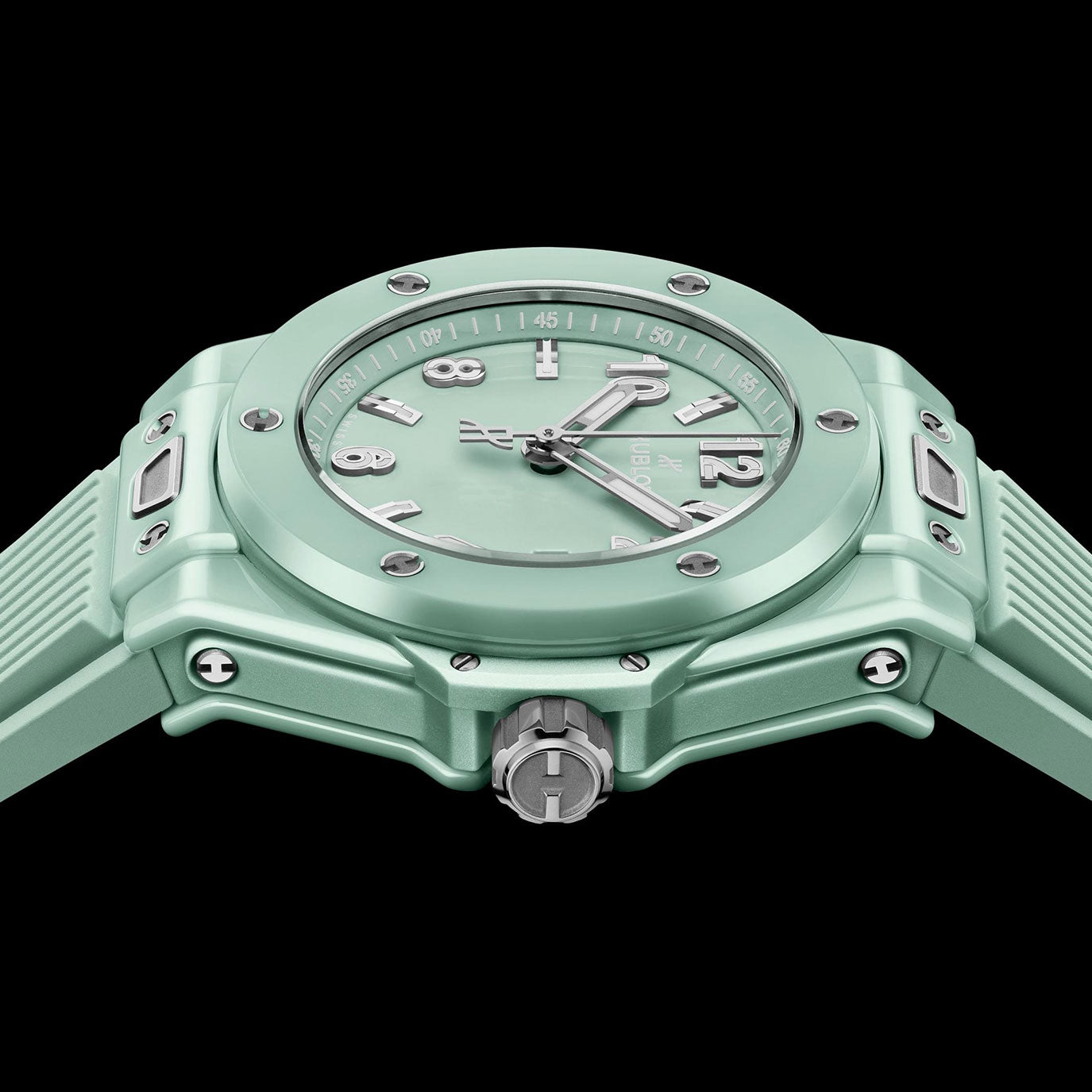 Unworn Hublot Big Bang Mint Green Ceramic, Ref# 485.GS.5271.RX, box and papers.