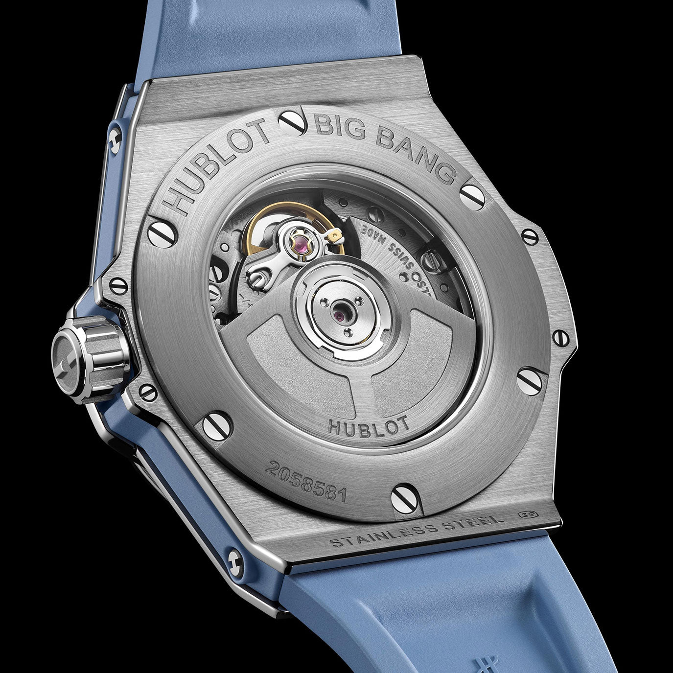 Unworn, Hublot Big Bang One Click Steel Coal Blue Diamonds, Ref# 485.SX.717B.RX.1204, box and papers.