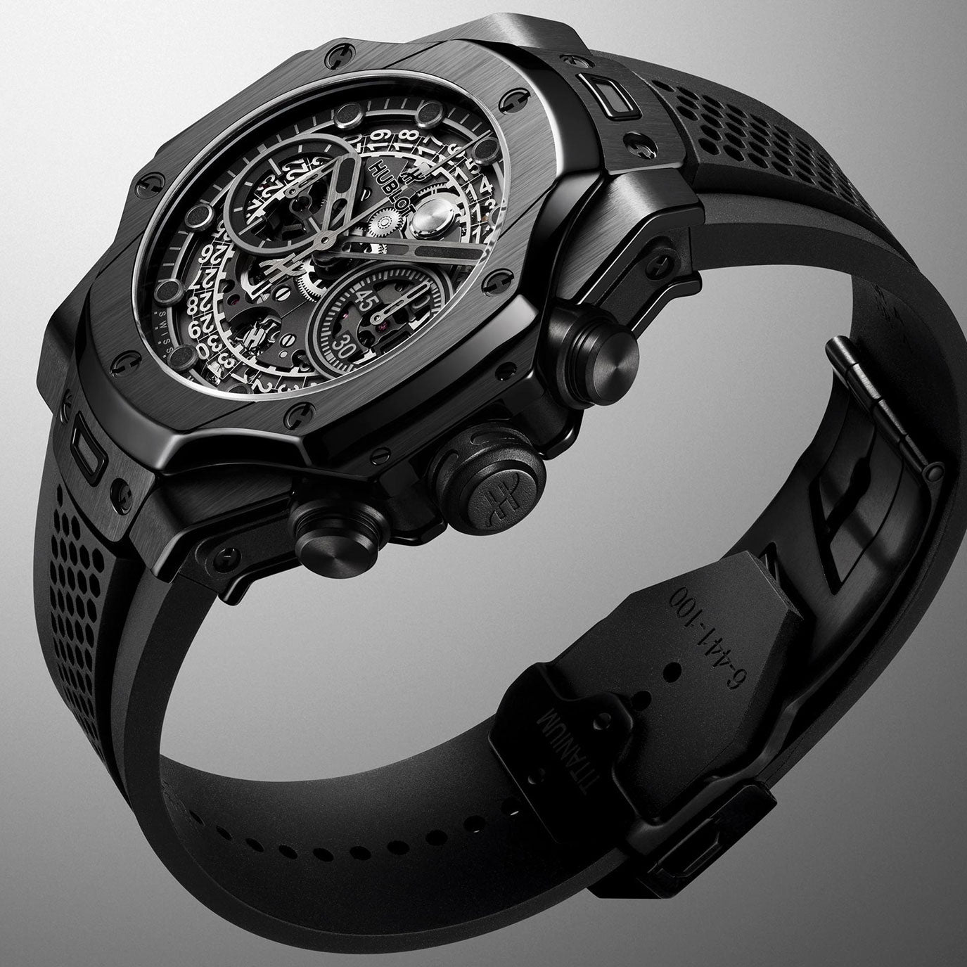 Unworn, Hublot Big Bang Unico SR_A by Samuel Ross All Black, Ref# 441.CX.1140.RX.SRA26, box and papers.