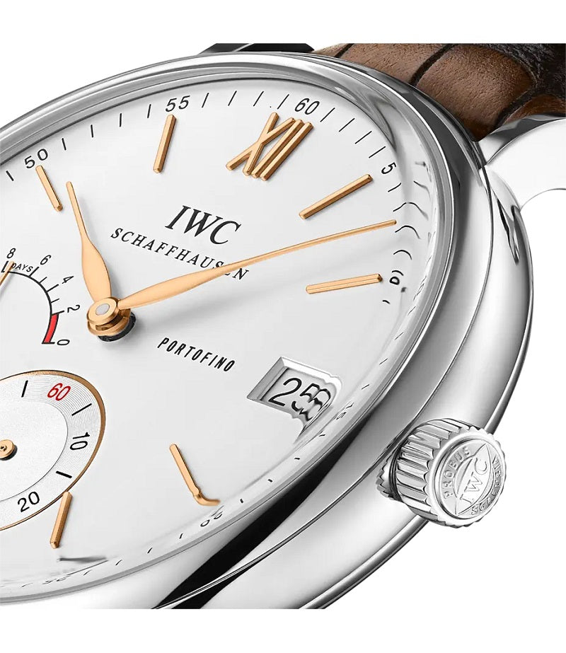 IWC Portofino Hand-Wound Eight Days, Stainless Steel, 45mm, Ref# IW510103, Crown
