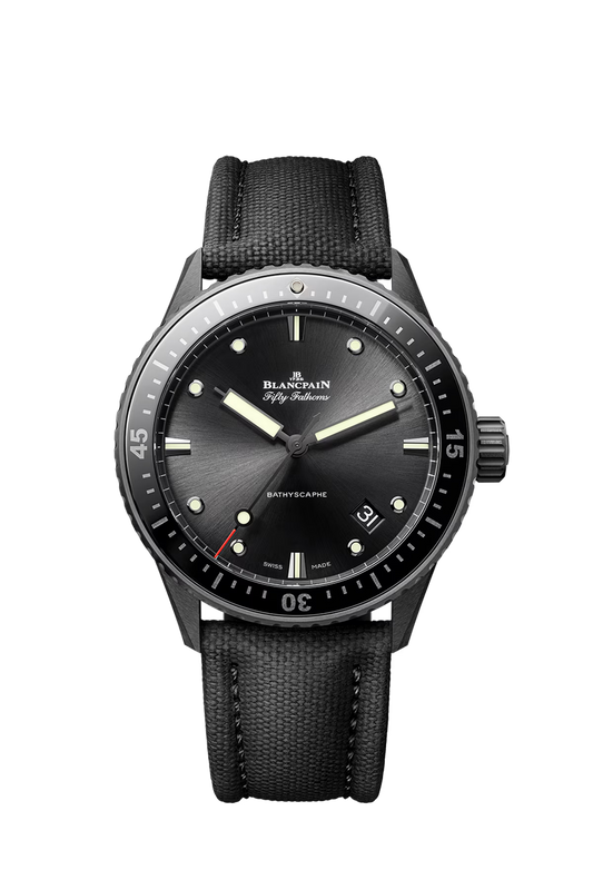Unworn Blancpain Fifty Fathoms Bathyscaphe, Ceramic, 43mm, Ref# 5000-0130-B52A