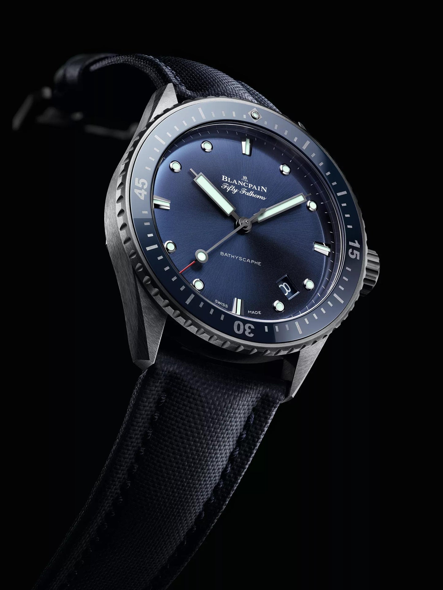 Unworn Blancpain Fifty Fathoms Bathyscaphe, Grey Ceramic, 43.6mm, Ref# 5000-0240-O52A, Main view