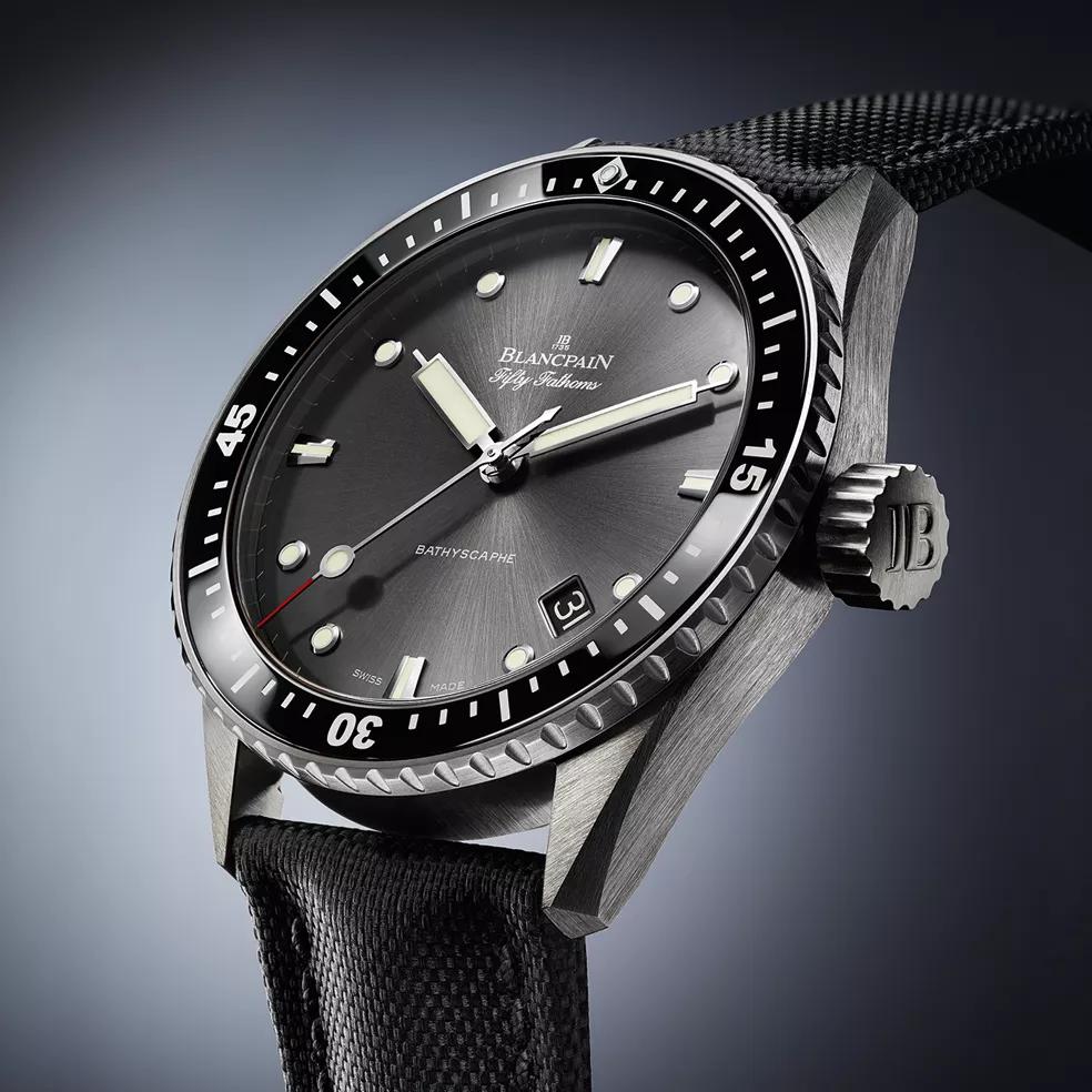 Unworn Blancpain Fifty Fathoms Bathyscaphe, Stainless Steel, 43mm, Ref# 5000-1110-B52A, main view