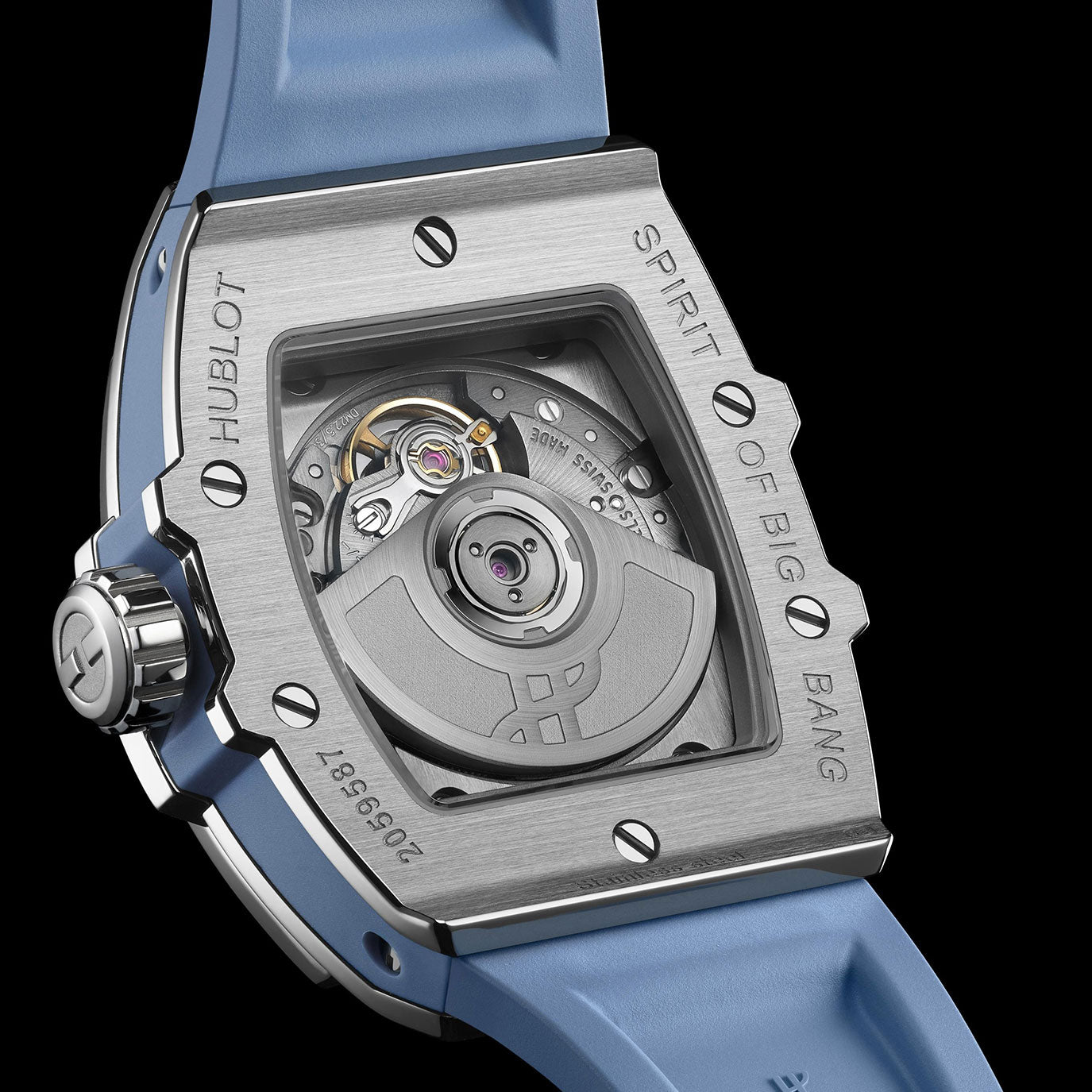 Unworn, Hublot Spirit of Big Bang Steel Coal Blue Diamonds, Ref# 682.SX.717B.RX.1204, box and papers.