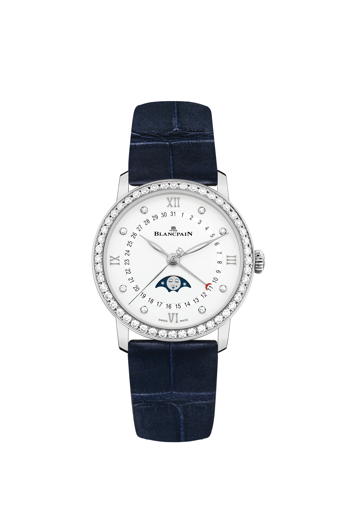 Unworn Blancpain Villeret Quantième Phases de Lune, Stainless Steel and Diamonds, 33.2mm, Ref# 6126-4628-55B