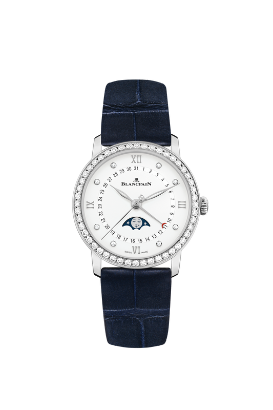 Unworn Blancpain Villeret Quantième Phases de Lune, Stainless Steel and Diamonds, 33.2mm, Ref# 6126-4628-55B