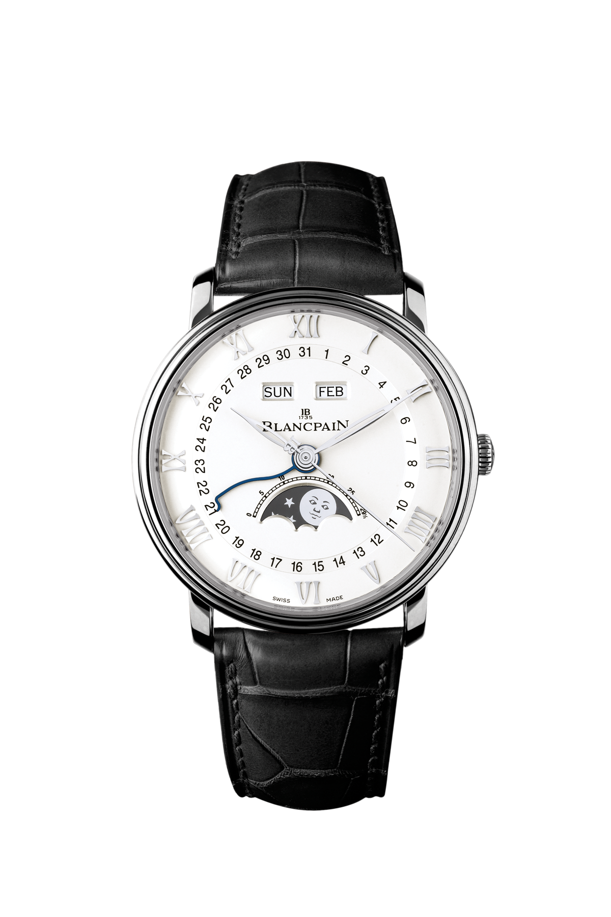 Unworn Blancpain Villeret SS Ultra Slim Moonphase and Complete Calender, Stainless Steel, 40 mm, Ref# 6654-1127-55B