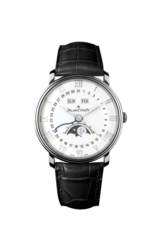 Unworn Blancpain Villeret SS Ultra Slim Moonphase and Complete Calender, Stainless Steel, 40 mm, Ref# 6654-1127-55B