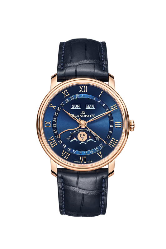 Unworn Blancpain Villeret Ultra Slim Moonphase and Complete Calender, 18k Red Gold, 40 mm, Ref# 6654-3640-55B