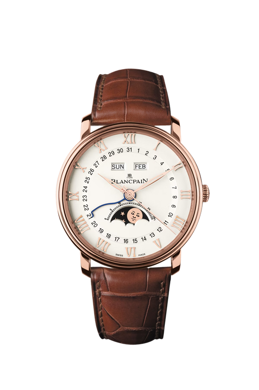 Unworn Blancpain Villeret Ultra Slim Moonphase and Complete Calender, 18k Red Gold, 40 mm, Ref# 6654-3640-55B