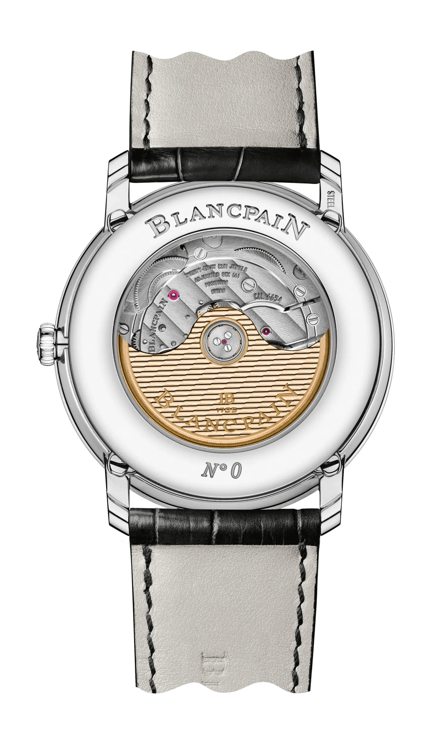 Unworn Blancpain Villeret Ultra Slim Moonphase and Complete Calender, Stainless Steel, 40 mm, Ref# 6654A-1127-55B, back