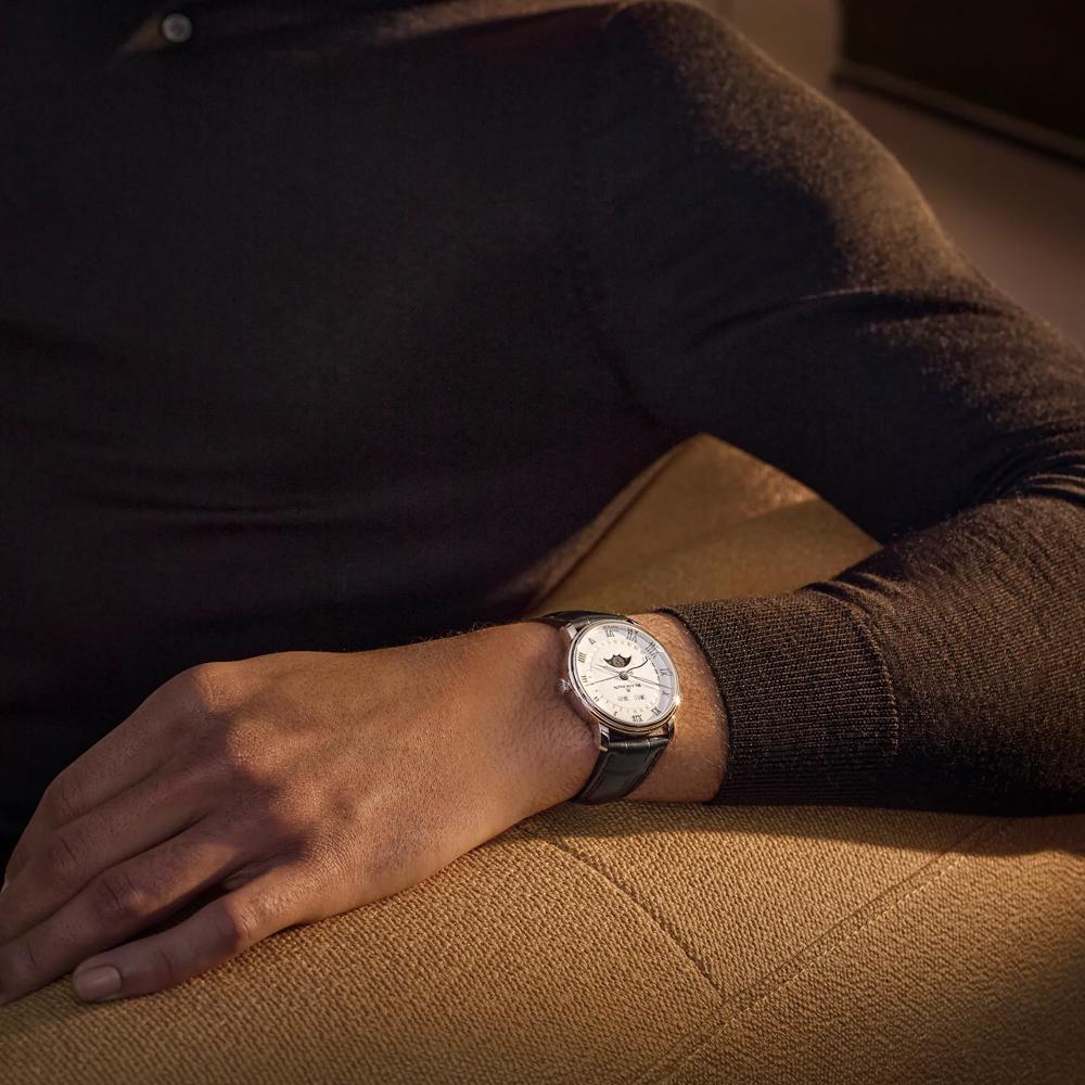 Unworn Blancpain Villeret SS Ultra Slim Moonphase and Complete Calender, Stainless Steel, 40 mm, Ref# 6654-1127-55B, Warch on had