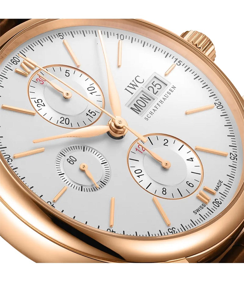IWC Portofino Chronograph, 18k Rose Gold, 42mm, Ref# IW391025, Hands and markers