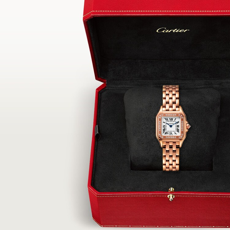 Unworn Cartier Panthère de Cartier Small, 18k Rose Gold, Diamonds, 22mm x 30mm, Ref# WJPN0049, Watch in box