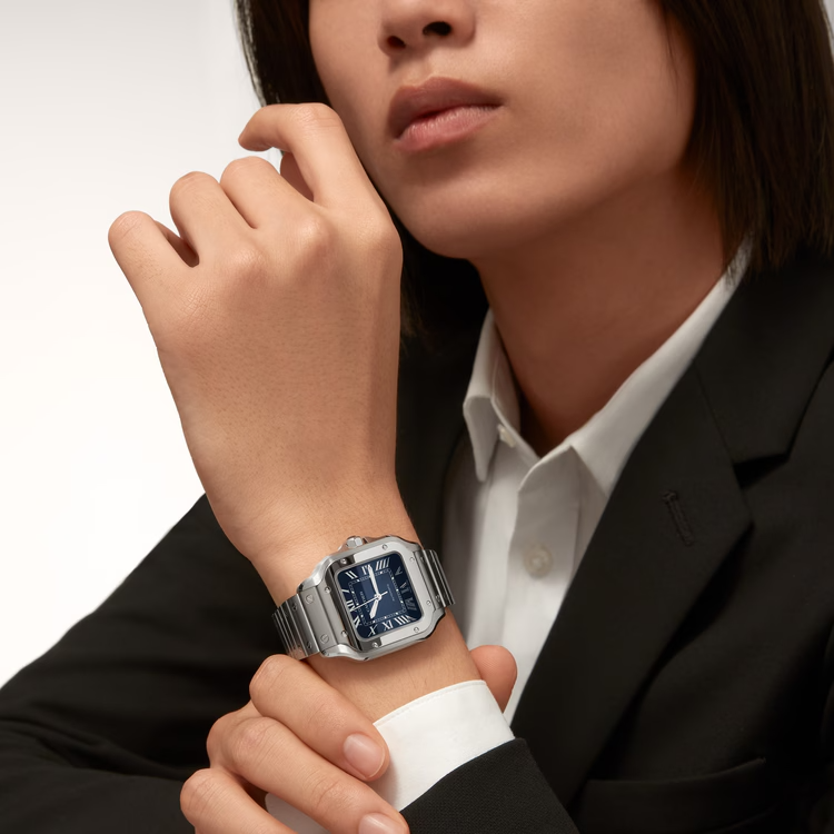 Unworn Cartier Santos de Cartier, Stainless Steel, 35.1mm, Ref# WSSA0063, Watch on hand