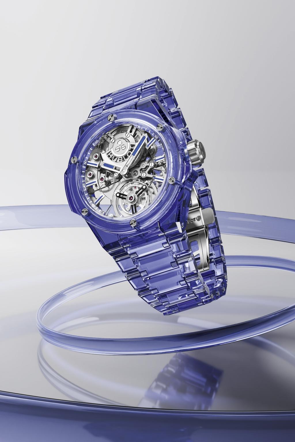 Hublot Big Bang Integrated Tourbillon Full Blue Sapphire, 43mm, Ref# 455.JL.0120.JL, Main view