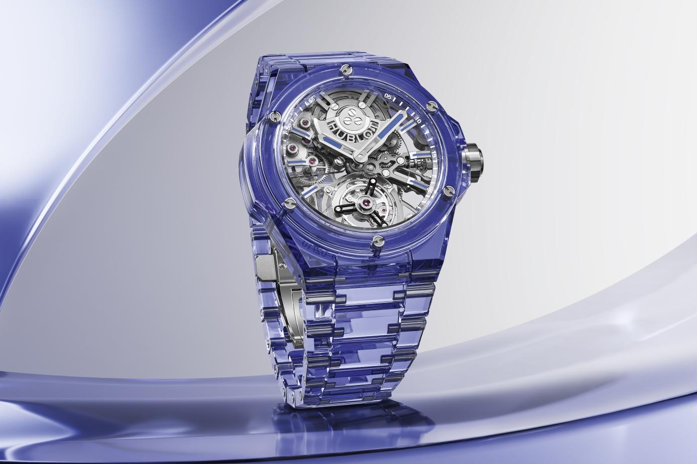 Hublot Big Bang Integrated Tourbillon Full Blue Sapphire, 43mm, Ref# 455.JL.0120.JL, Main view 1