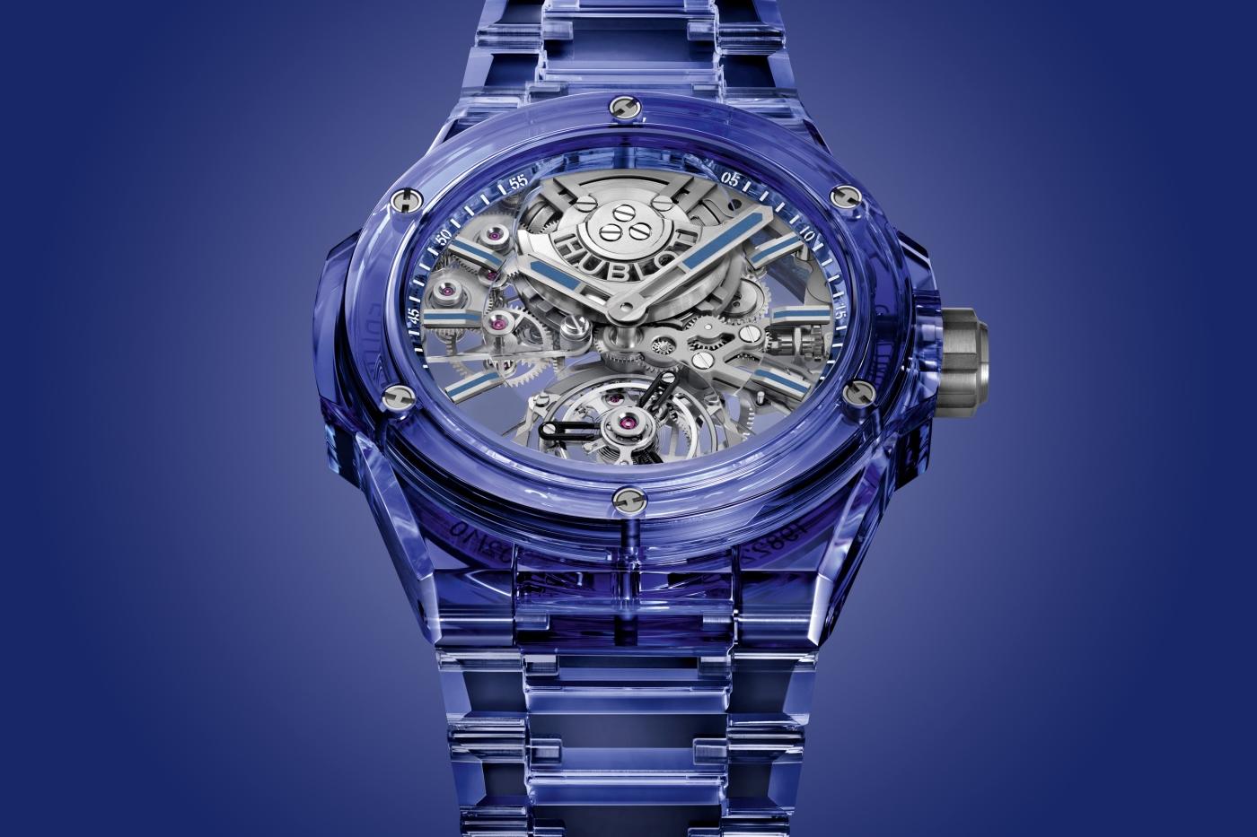 Hublot Big Bang Integrated Tourbillon Full Blue Sapphire, 43mm, Ref# 455.JL.0120.JL, Dial