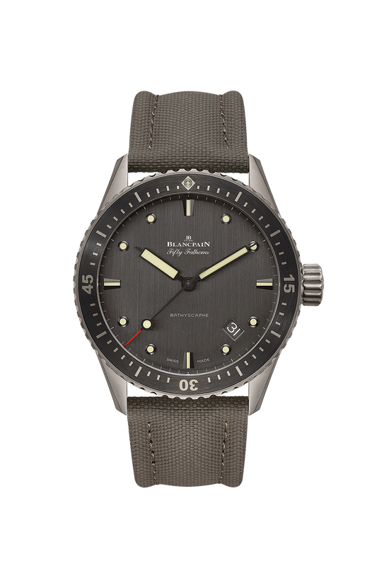 Unworn Blancpain Fifty Fathoms Bathyscaphe, Titanium and Ceramic, 43mm, Ref# 5000-1210-G52A