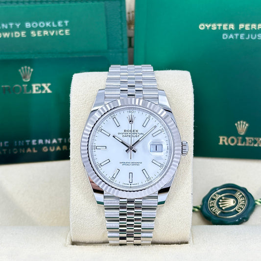 Rolex Datejust 41 Oystersteel and 18K White Gold 41 mm White Dial,  Ref# 126334-0010