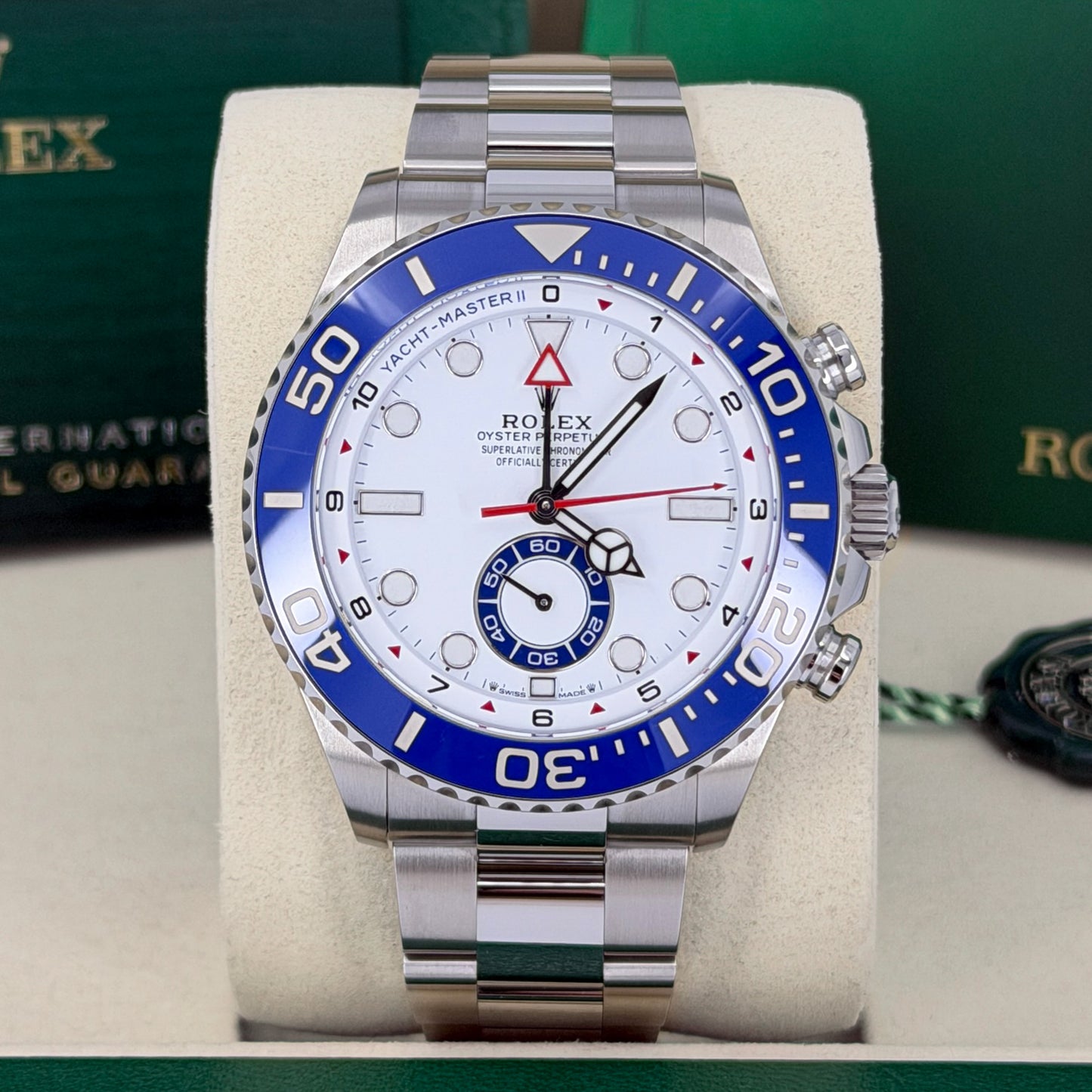 Unworn 2026, Rolex Yacht-Master II, Oystersteel, 44mm, White dial, Oyster, Ref# 126680-0001, box and papers