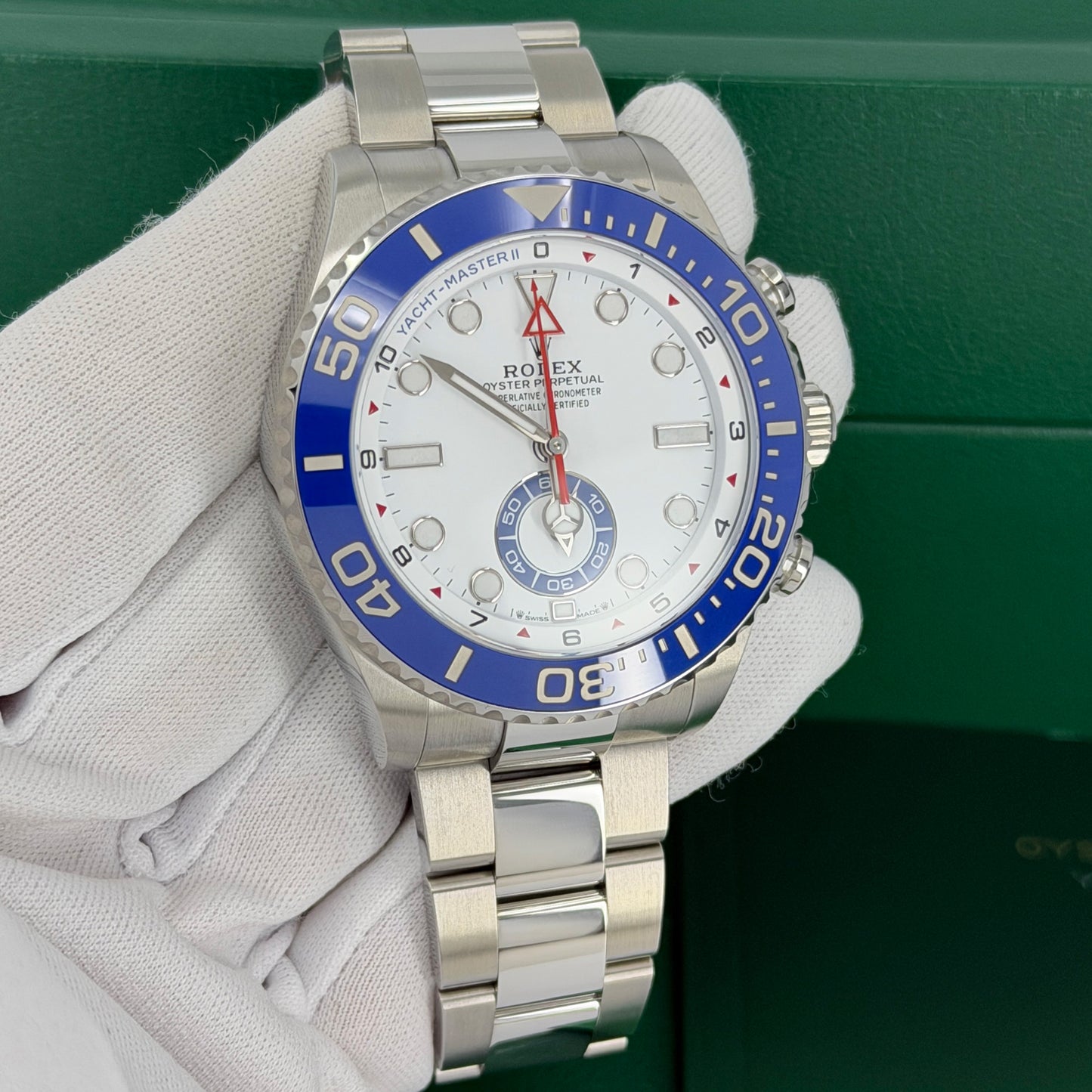 Unworn 2026, Rolex Yacht-Master II, Oystersteel, 44mm, White dial, Oyster, Ref# 126680-0001, box and papers