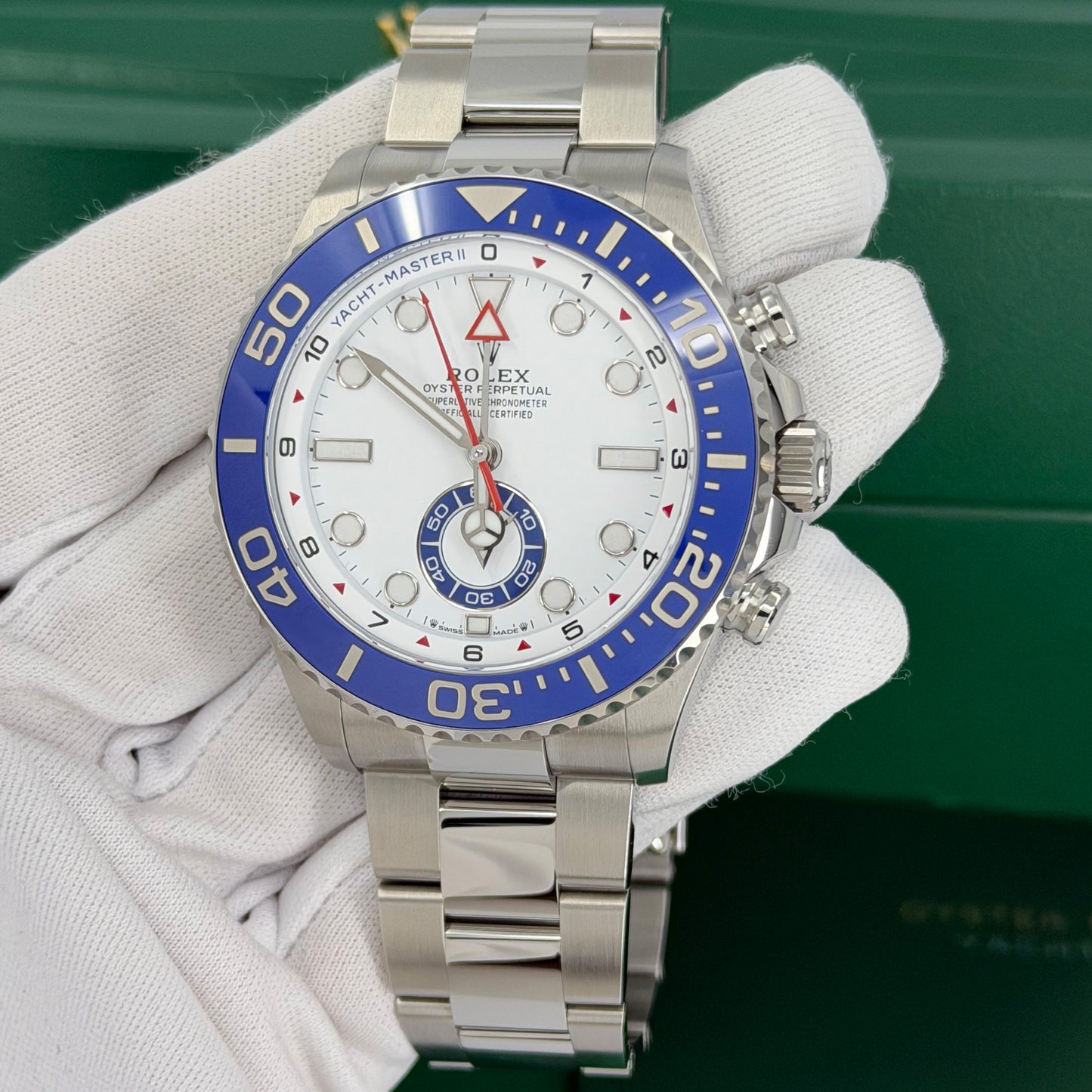 Unworn 2026, Rolex Yacht-Master II, Oystersteel, 44mm, White dial, Oyster, Ref# 126680-0001, box and papers